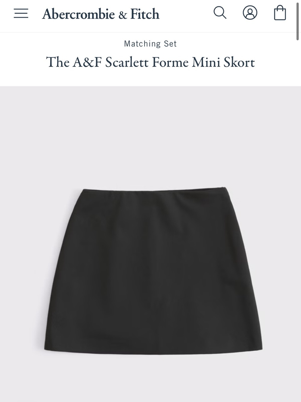 The A&F Scarlett Forme Mini Skort - Size 2 - Black